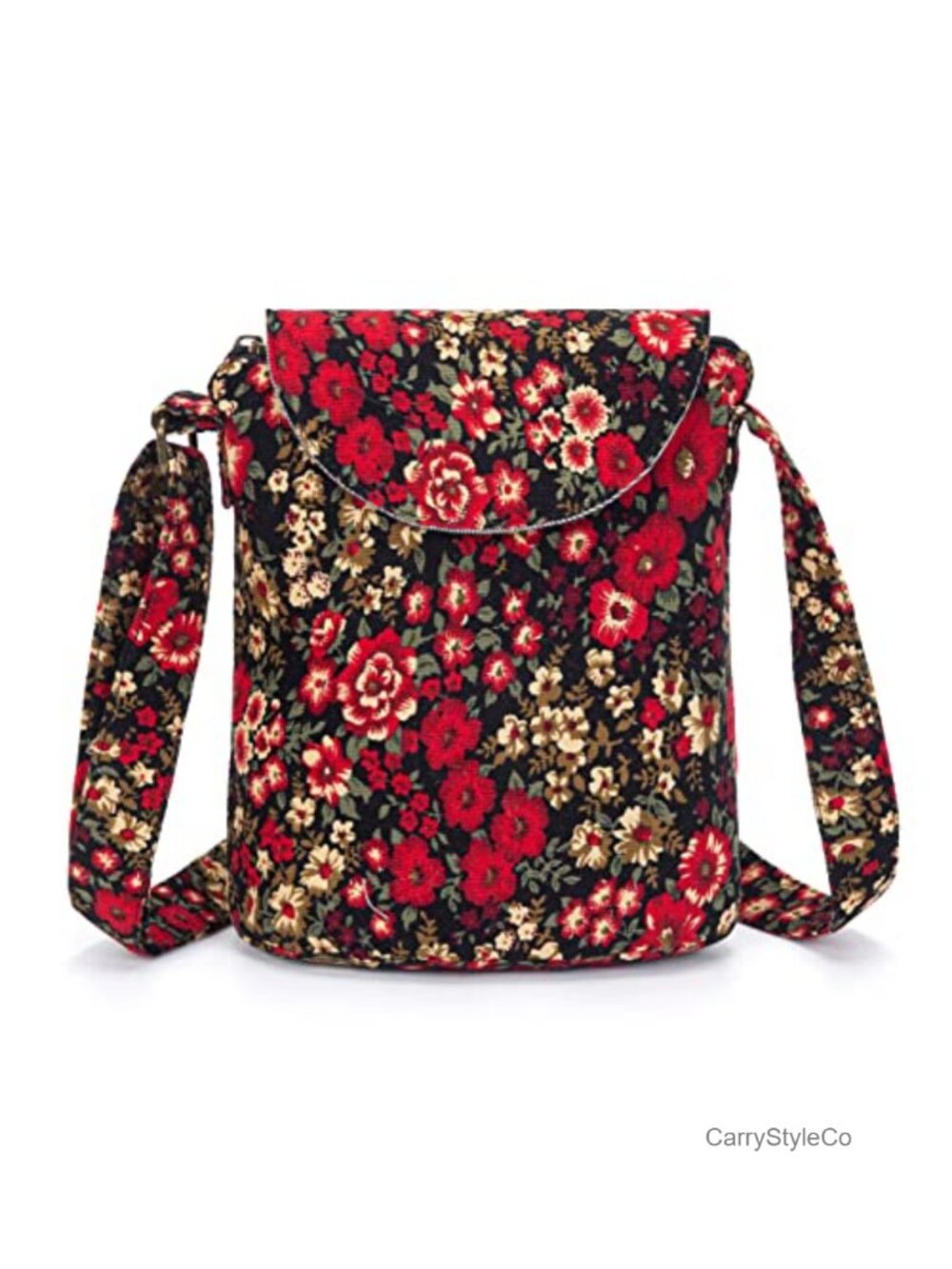 Canvas Crossbody Bag Boho Hippie Handmade Small Shoulder Bag Adjustable Strap